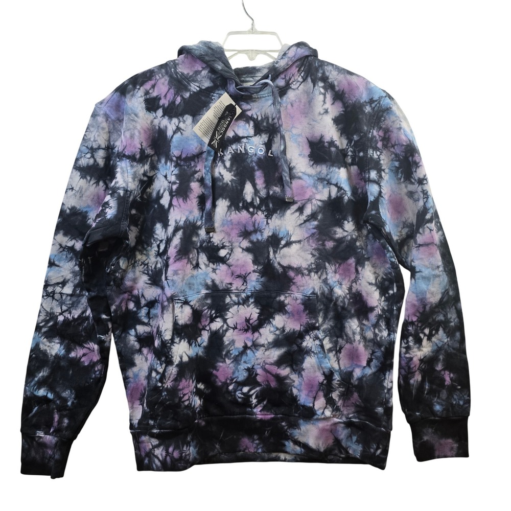 Kangol Tie Dye Hoodie Large Black Purple‎ Blue Unisex Pullover Streetwear NWT